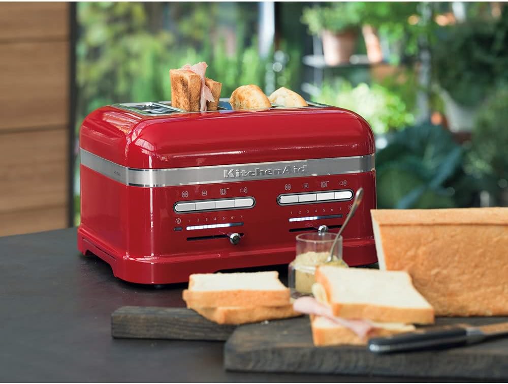 KitchenAid Tostapane per 4 Fette con Pinza per Sandwich | Artisan | Tostapane Retro | Diverse Funzioni e Livelli di Tostatura | Rosso