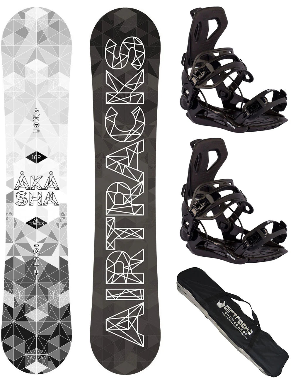 Herren Snowboardset Akasha Hybrid Rocker Wide + Snowboard Bindung Master Pro + SB Bag