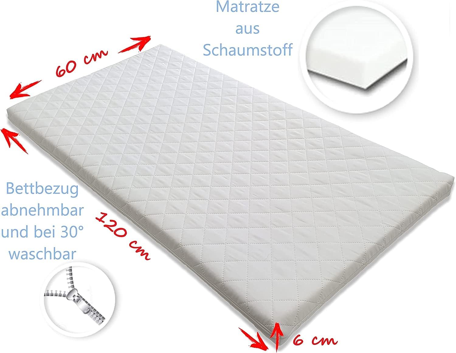 Bello24 - Set completo di 16 pezzi per culla e biancheria da letto Happy Leo, con materasso regolabile in altezza per neonati e bambini piccoli, in legno massello (Grigio - Orsetto Luna)