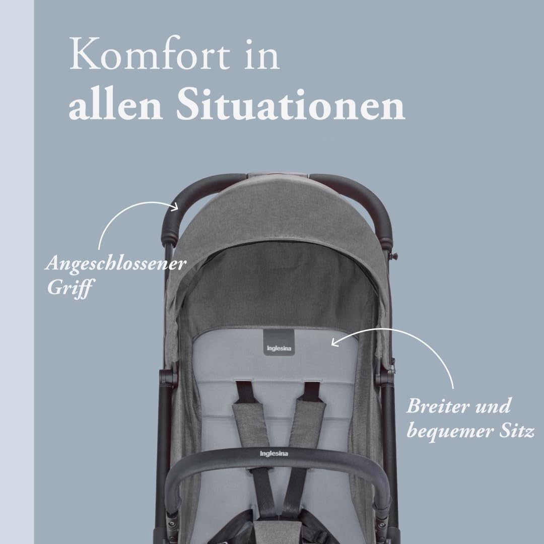 Inglesina Sketch Kinderwagen Leicht und Kompakt, Schwarz, Bequem, bis zu 17kg, Einhand-Faltung, UPF 50+