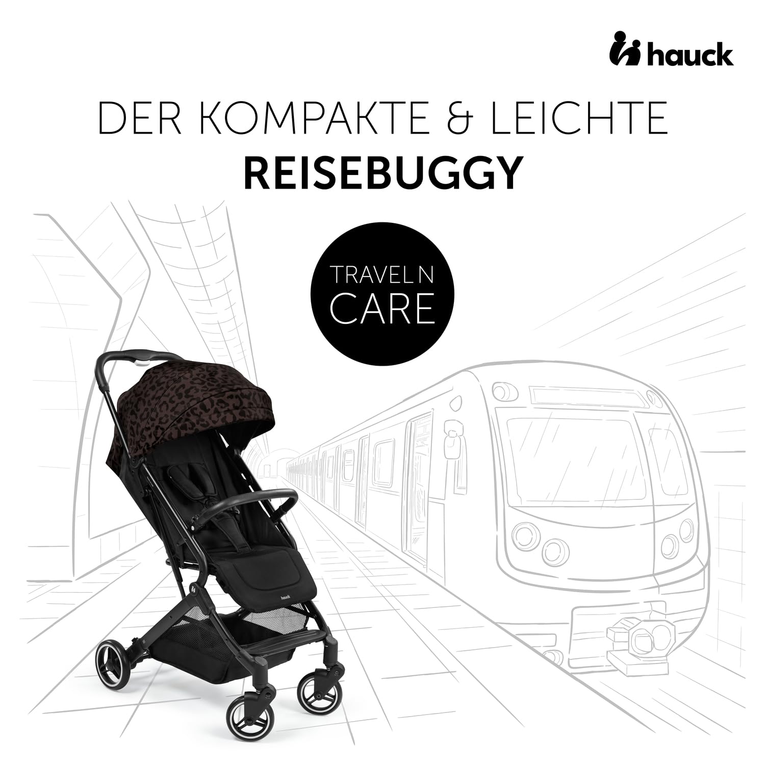 hauck Passeggino leggero Travel N Care per bambini dalla nascita fino a 22 kg con funzione reclinabile, ultraleggero - 6,9 kg, chiudibile con una mano, UPF 50+, ruote in EVA, cestino fino a 3 kg (Dark Olive)