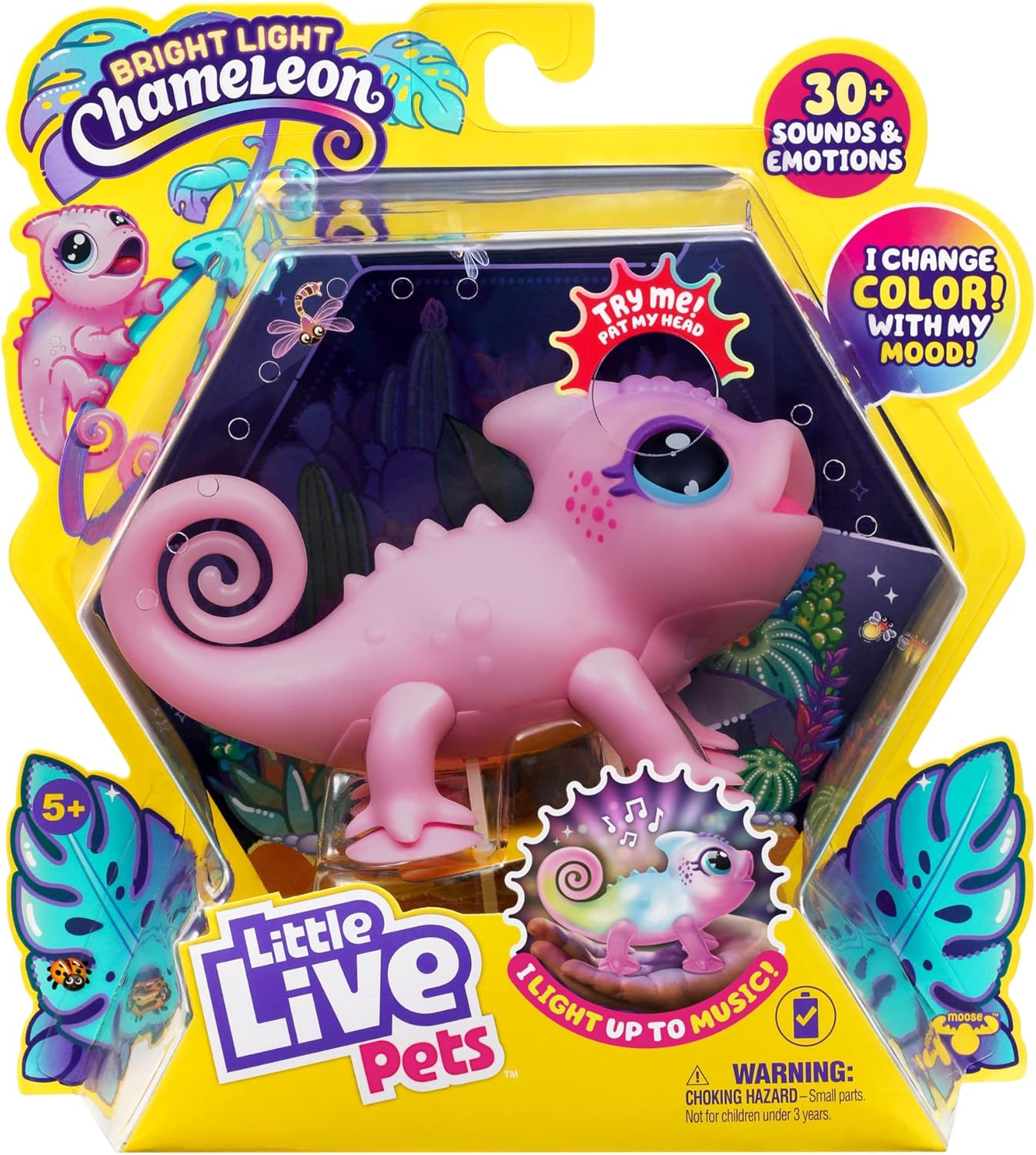 Little Live Pets Chamleon Sunny, leuchtendes, interaktives Chamleon mit Farbwechselfunktionen, über 30 Gerusche, viele Verschiedene Stimmungen, wiederholt Worte, mit Takterkennung., 26364