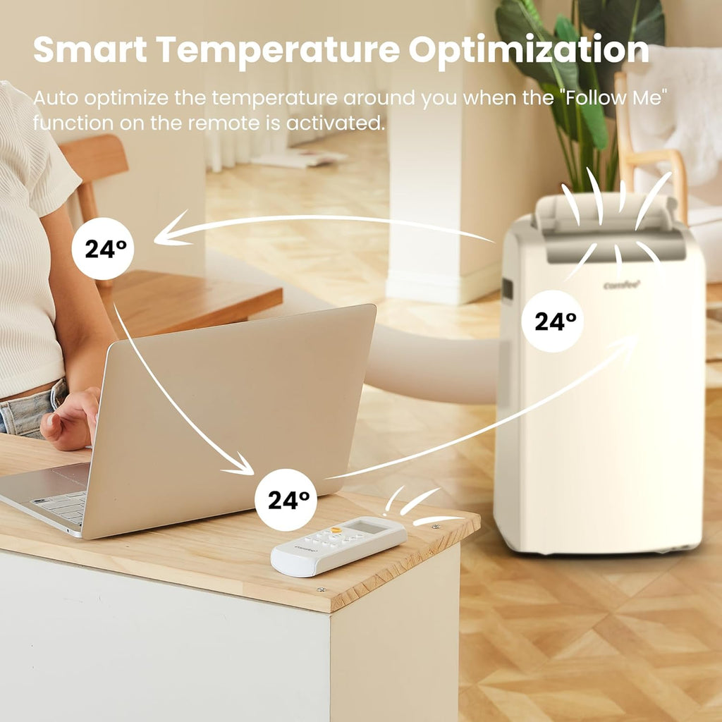 Comfee Condizionatore Portatile Easy Cool 2.0, 7000 BTU 2,0kW, Raffreddamento&Ventilazione&Deumidificazione, Adatto per Ambienti fino a 68m³(25㎡), Controllo tramite APP/Alexa/Google Home/IFTTT, Climatizzatore Portatile con Tubo di Scarico