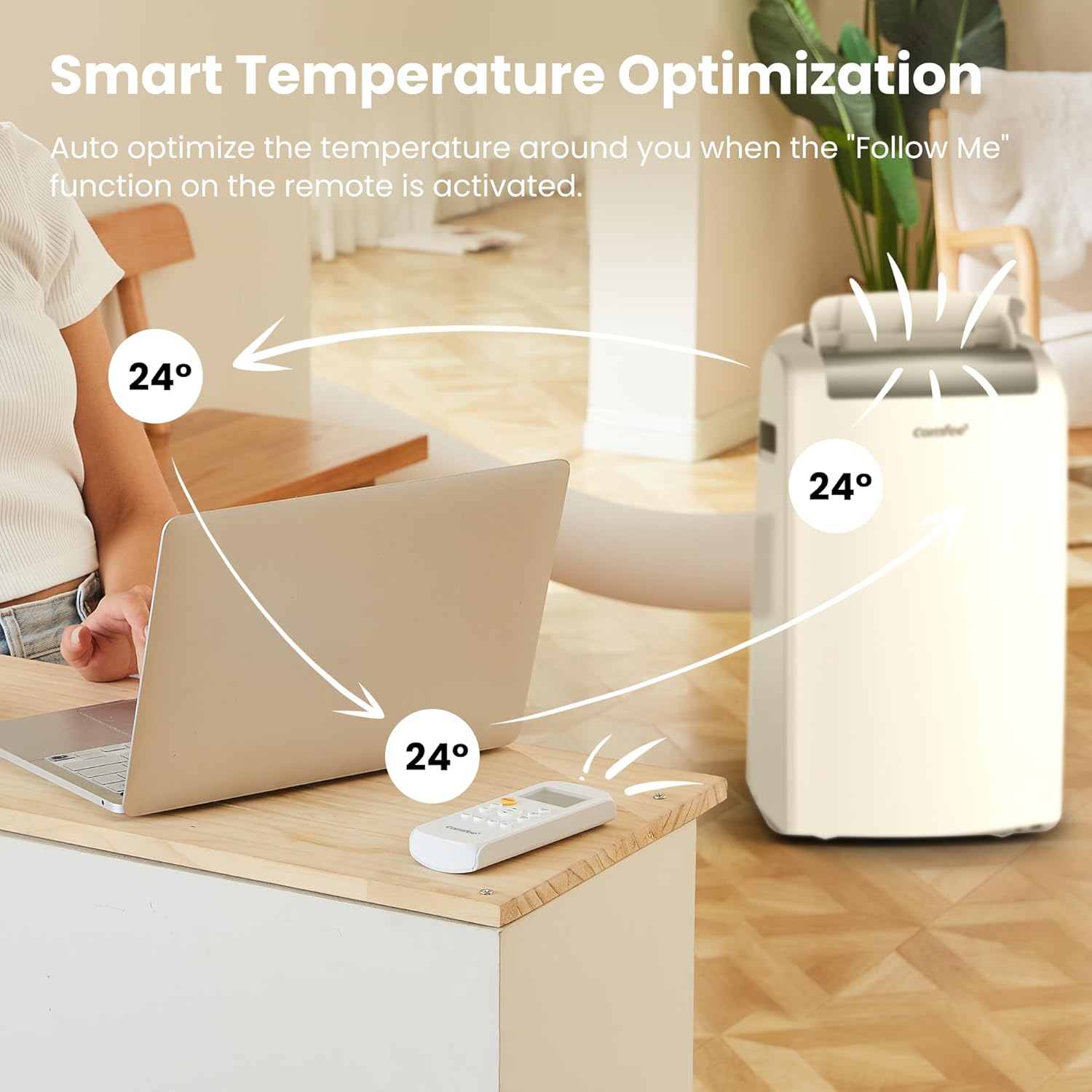 Comfee Condizionatore Portatile Easy Cool 2.0, 7000 BTU 2,0kW, Raffreddamento&Ventilazione&Deumidificazione, Adatto per Ambienti fino a 68m³(25㎡), Controllo tramite APP/Alexa/Google Home/IFTTT, Climatizzatore Portatile con Tubo di Scarico