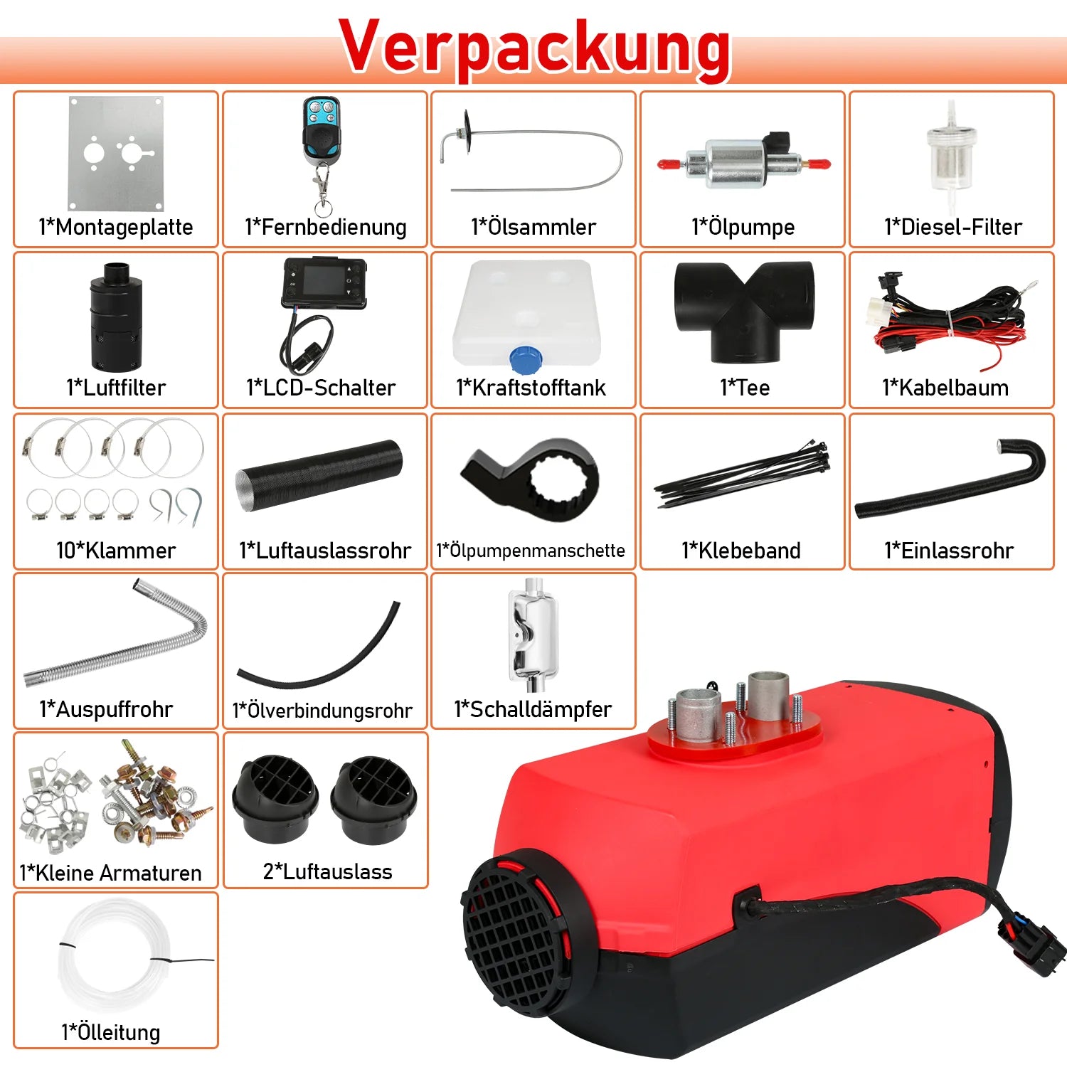 Sonnewelt 5KW 12V Diesel Standheizung Luftheizung
