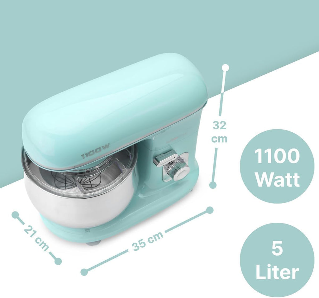 Clatronic Robot da Cucina retrò per impastare | Planetaria 5L con potente motore da 1100W | Impastatrice incluso gancio e frusta | Robot da cucina retrò con paraspruzzi e apertura di riempimento – KM 3711 rosa