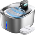 Fontana per Gatti Senza Fili con Sensore di Movimento a Batteria da 4000mAh, Fontana d'Acqua Silenziosa da 4L FEELNEEDY con Sensore di Movimento per Gatti e Cani Piccoli, Vasca d'Acqua in Acciaio Inossidabile, 2 Filtri