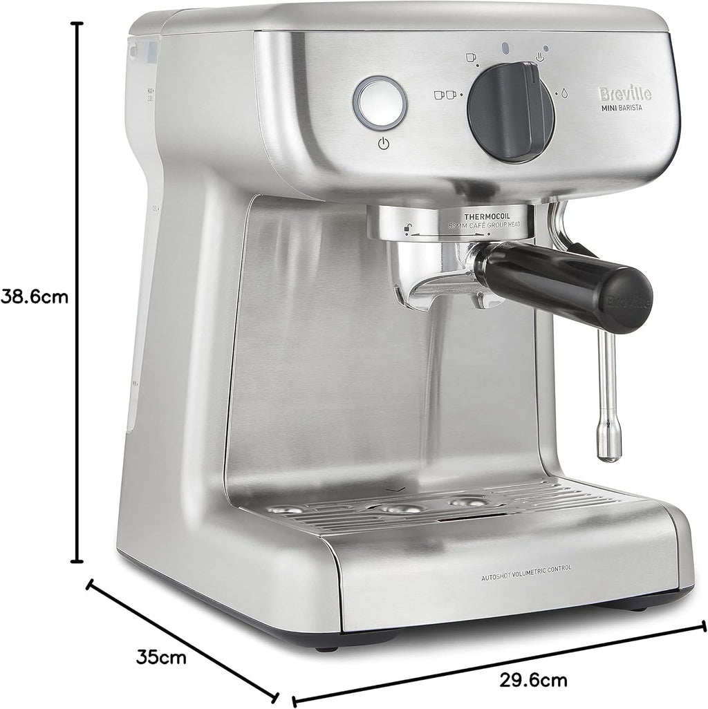 Breville Barista Max Macchina da caffè con braccio per espresso | Macchina da caffè espresso con macinacaffè integrato e montalatte | Serbatoio dell'acqua da 2,8 l | Pompa italiana da 15 bar | Acciaio inossidabile [VCF126X]