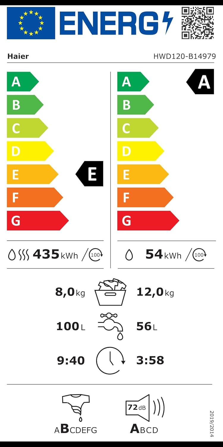 Lavasciuga Haier I-PRO SERIE 7 HWD80-B14979 / 8 kg Lavaggio / 5 kg Asciugatura / Motore Direct Motion - estremamente silenzioso / Cesto XL / Programma vapore I-Refresh / Protezione completa dall'acqua