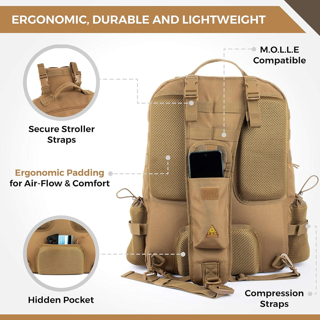 Taktische Wickeltasche für Papa, wasserdichte Wickelunterlage, isolierte Flaschentaschen, Wickelsystem mit einer Hand, Herren Wickeltasche, Rucksack für Herbst 2020
