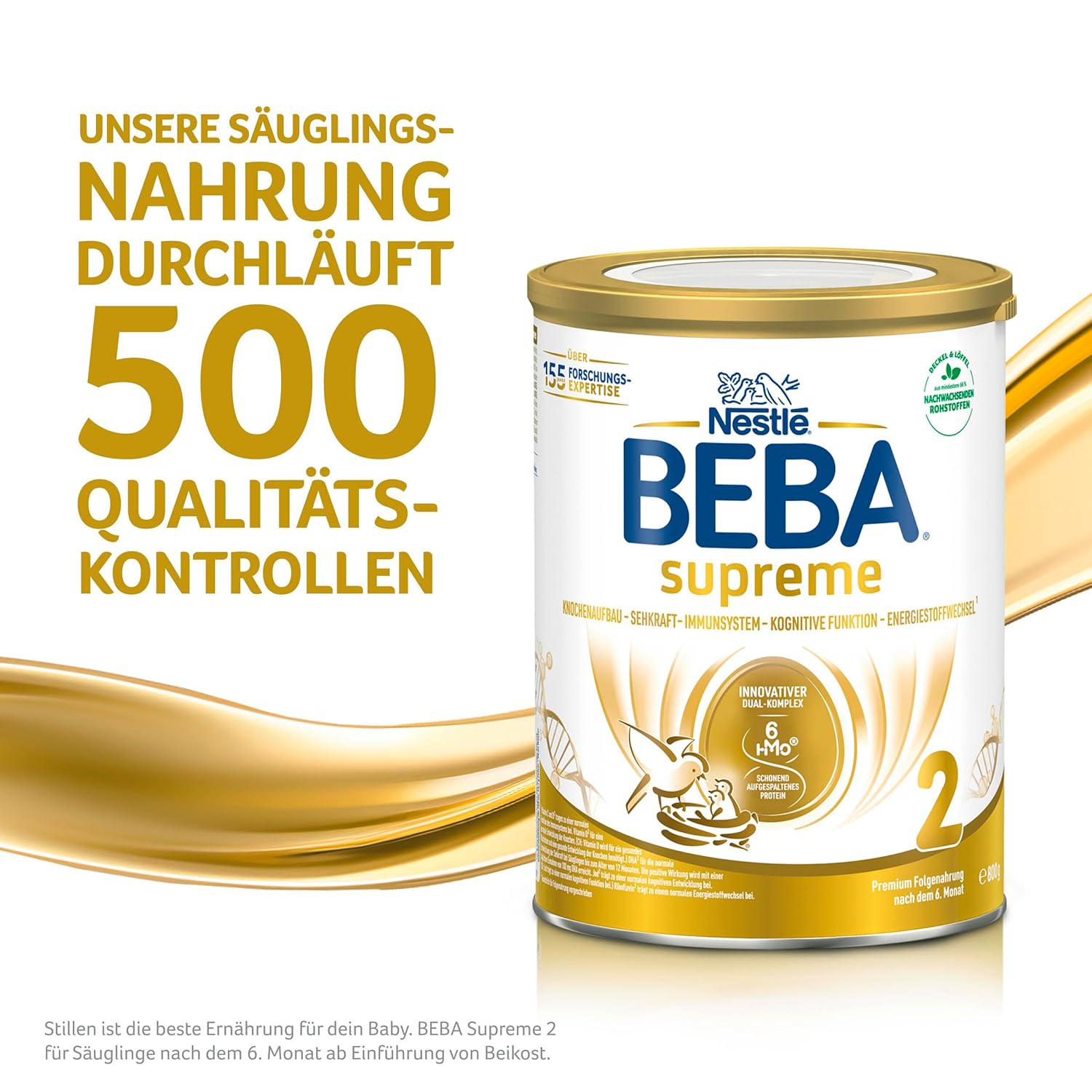 BEBA SUPREME 2 Folgemilch nach dem 6. Monat, Babynahrung mit 6 HMO Komplex, nur Laktose, ohne Palmöl, 6er Pack (12 x 800g)