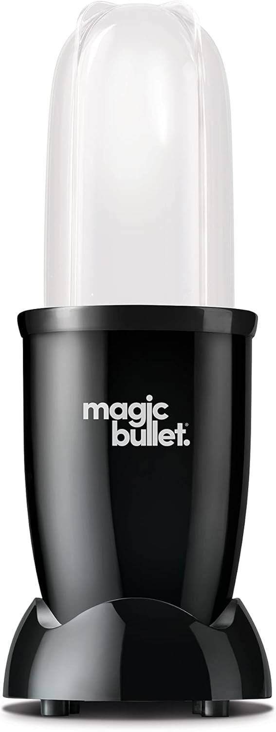 Magic Bullet, frullatore elettrico, tritatutto, frullatore per smoothie, frullatore multifunzione, potenza 200 Watt, 2 tazze da viaggio da 560 ml e 355 ml, nero, MBR10B