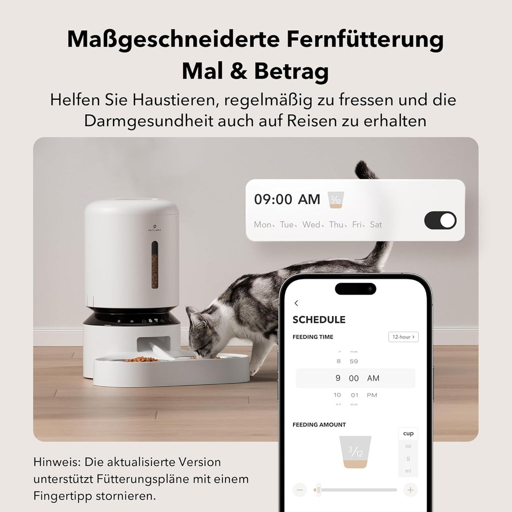 PETLIBRO 5L Futterautomat für 2 Katzen und Hunde mit APP, 5G-WLAN-Haustierfutterspender, Automatische Katzenfutterspender mit Sensor für niedrigen Futtermangel, 1–10 Mahlzeiten pro Tag
