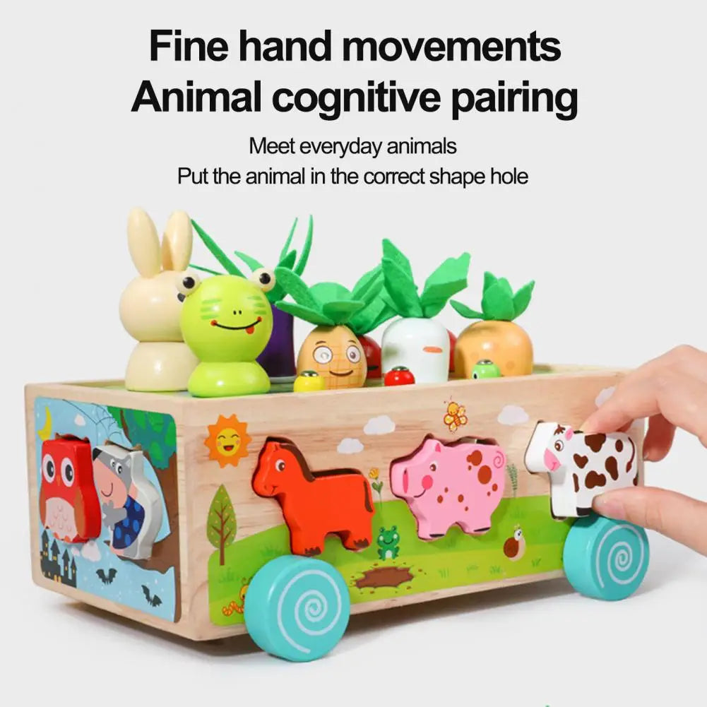 Woods - Divertimento con le forme nel carretto - Puzzle di animali e verdure