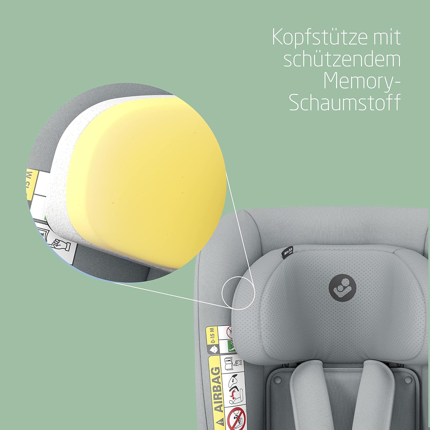 Maxi-Cosi Mica 360 S, Autositz 360 Grad drehbar, 3 Monate– 4 Jahre (61–105 cm), i-Size Baby Autositz, FlexiSpin Drehung, 5 Liegepositionen, G-CELL Schutz, Easy-in Gurthaken, Tonal Graphite