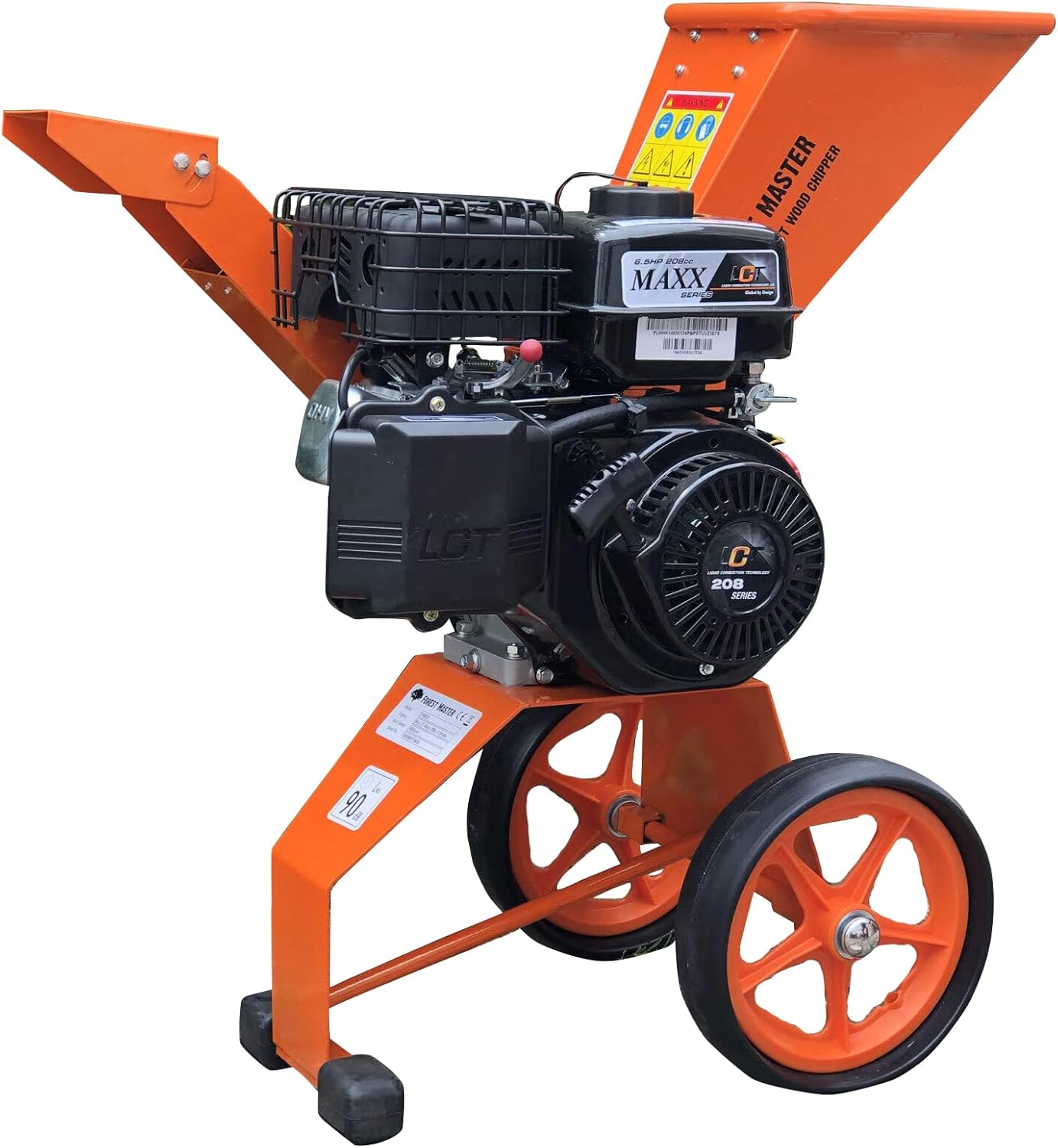 Biotrituratore a benzina motore 4 tempi da 6 CV 208 cc cippatrice per foglie, legno, giardino, cippatrice da giardino, cippatrice a motore, cippatrice a tamburo