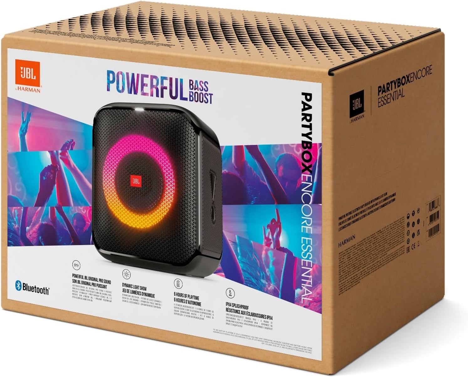 JBL PartyBox Encore – Altoparlante portatile per feste da interno e da esterno – Con luci integrate, design IPX4 e bassi profondi – 10 ore di autonomia – Nero