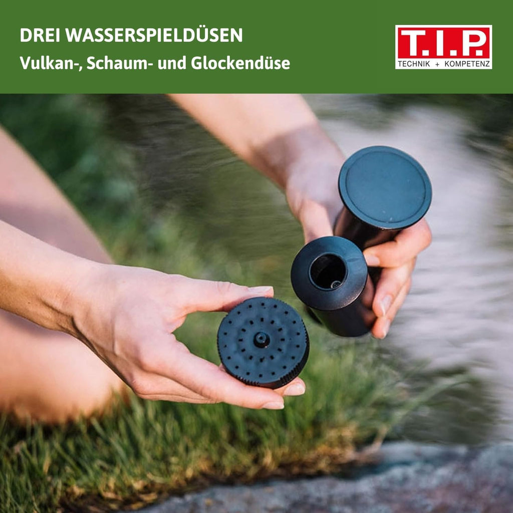 T.I.P. Teichpumpe - Bachlaufpumpe (20.000 l Teichvolumen, 8.000 l/h Fördermenge, 4,5 m Förderhöhe, Auch für Wasserfälle und Filtersysteme, intregrierter Förderleistungsregler) BPF 8000 E, 30428