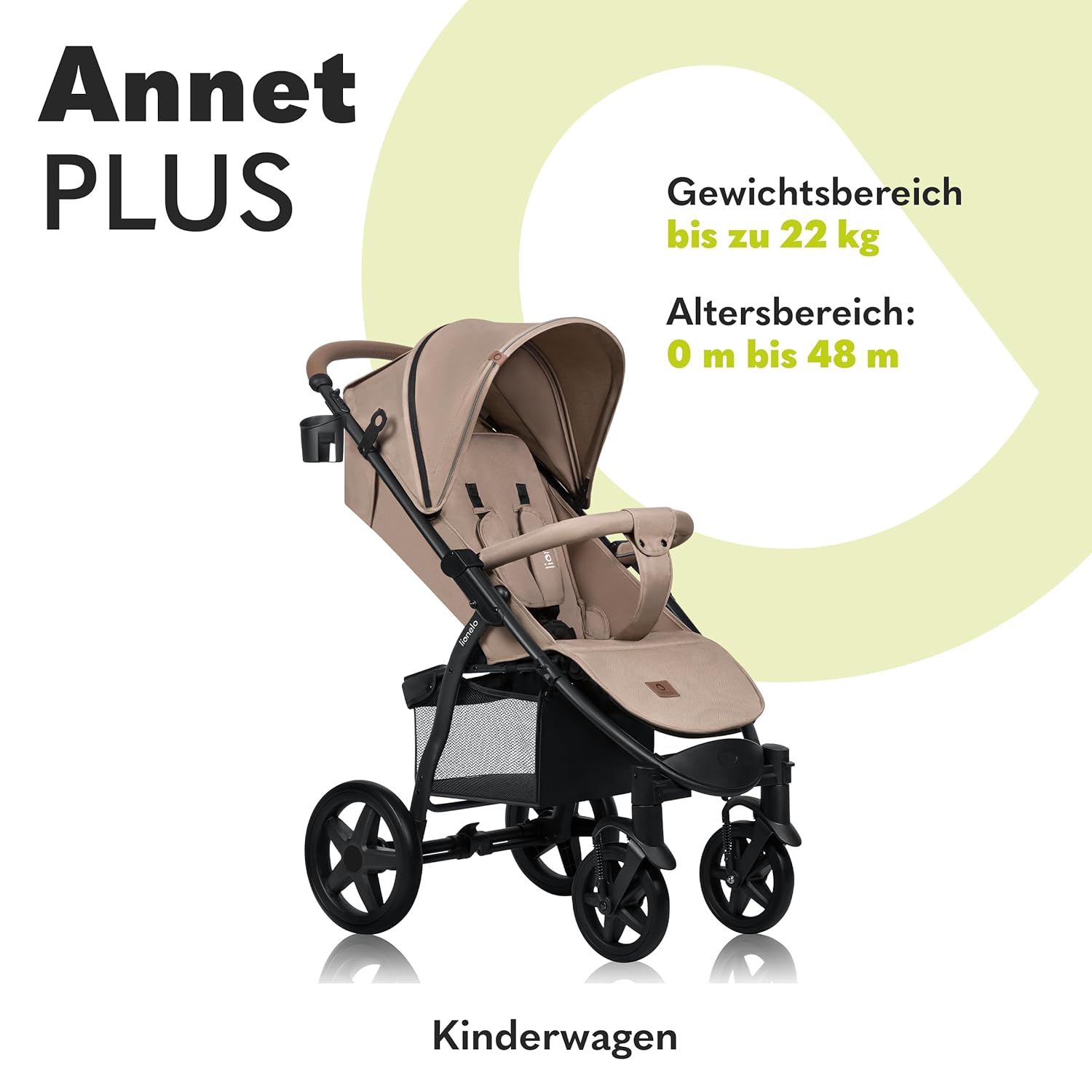 LIONELO Annet Buggy fino a 22 kg con funzione reclinabile, passeggino compatto richiudibile con accessori, ruote in schiuma EVA, zanzariera, coprigambe, portabevande, cestino (Golden Moments, Tour)