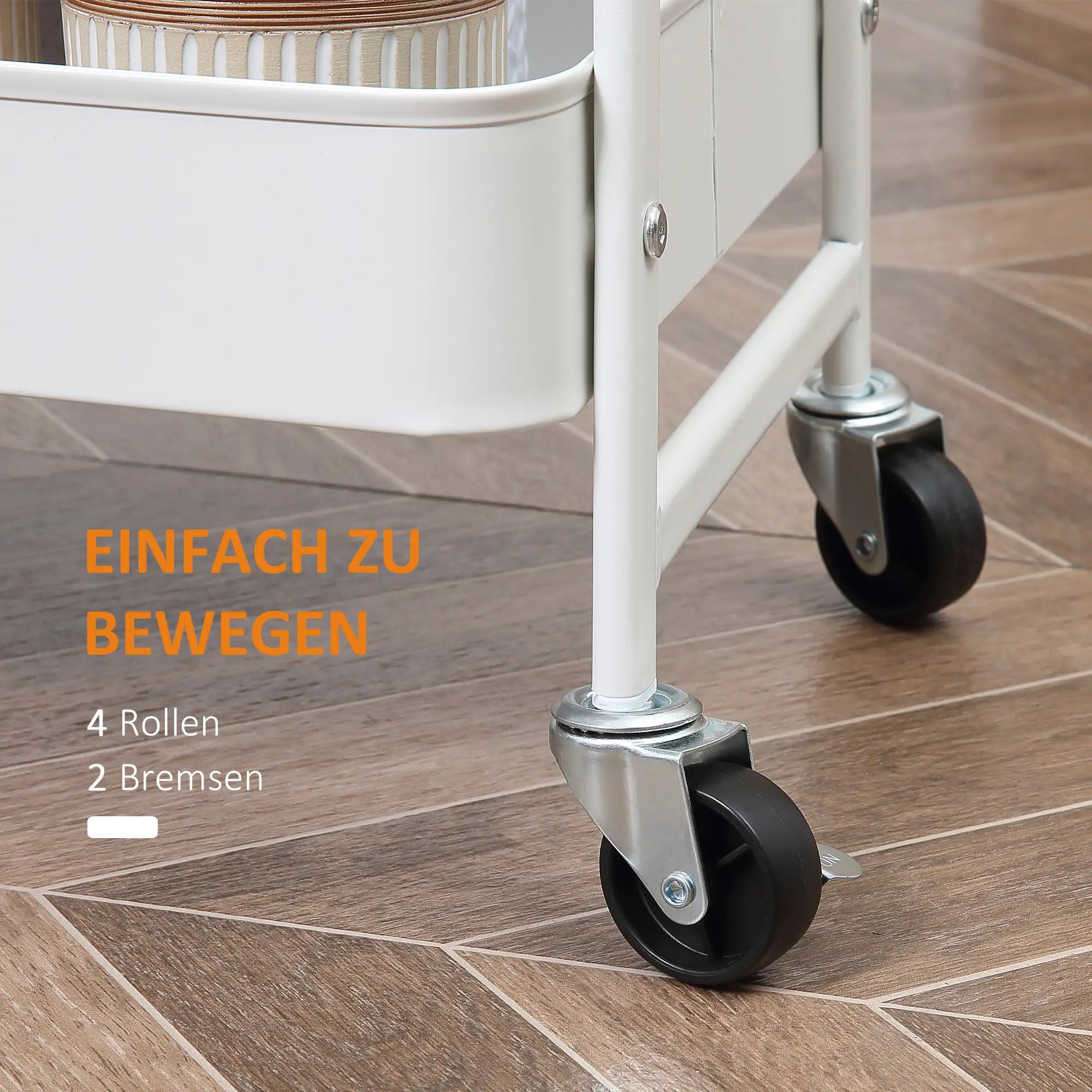 HOMCOM Servierwagen Küchenwagen mit Deckel und Rollen Weiß