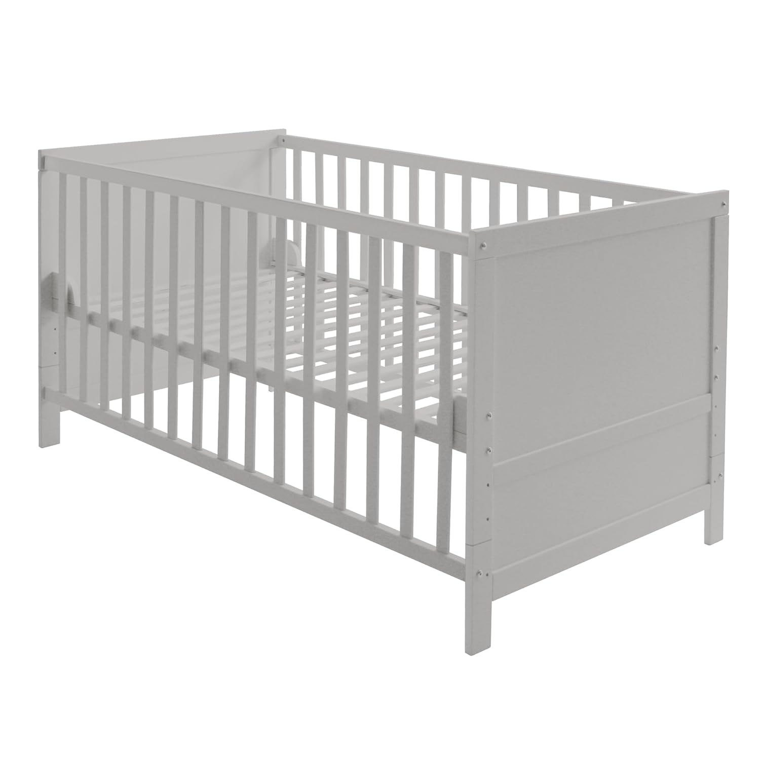roba Lettino combinato 70 x 140 - Lettino con sbarre regolabile in 3 altezze - 3 pioli rimovibili - Lettino trasformabile in letto junior - Legno color tortora