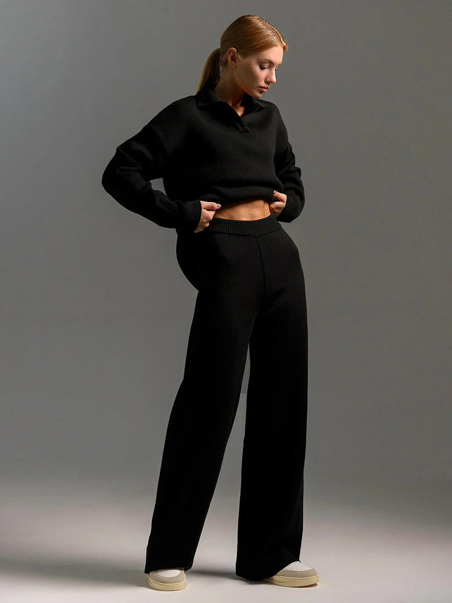 Langrmeliges Poloshirt und Hose für Damen