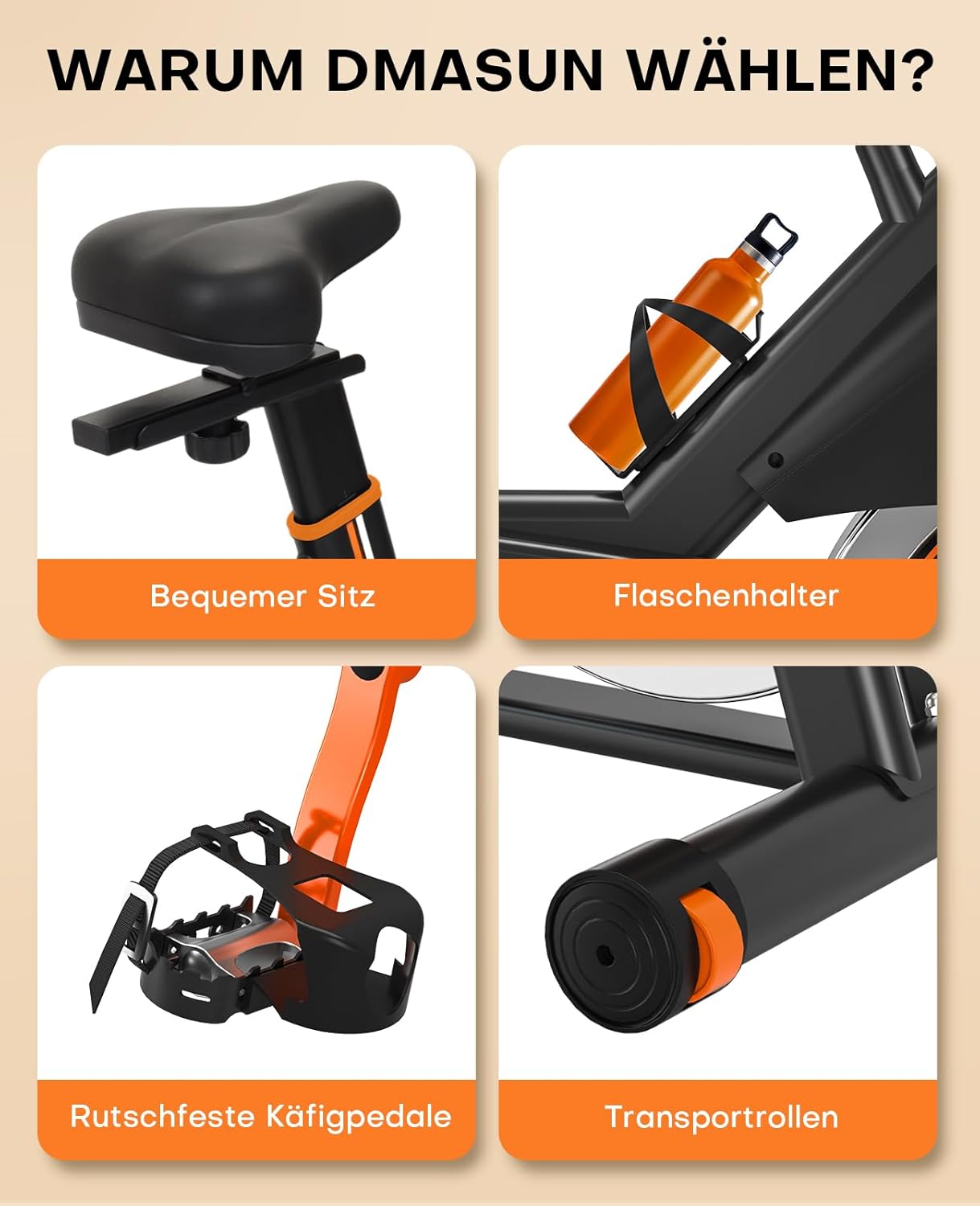 Neuestes Heimtrainer Fahrrad mit Magnetischem Widerstand, DMASUN Leises Ergometer Heimtrainer, Hometrainer Fahrrad mit LCD-Display, Tablet-Halterung, Bequeme Sitze & Sitzbezug, Fitnessbike Bis 160kg
