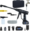 Idropulitrice a Batteria Huhomco con 2 Batterie da 4000 mAh e Caricabatterie, Idropulitrice Portatile ad Alta Pressione da 200 Bar con Motore Brushless, Pistola Idropulitrice Portatile con Ugello 6-in-1, 3 Livelli di Pulizia per Auto