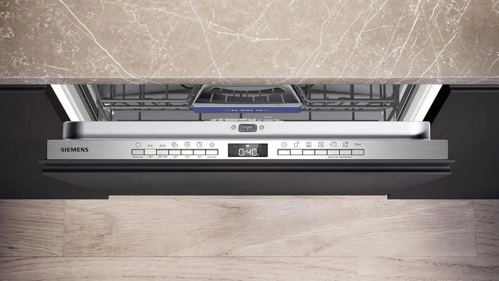 Siemens SN63EX06VE, iQ300 Smarter Lavastoviglie, Lavastoviglie a incasso totale, 60 cm, Cassetto posate, Extra silenziosa, varioSpeed, Apertura automatica porta, Triple rackMatic, infoLight, intensiveZone