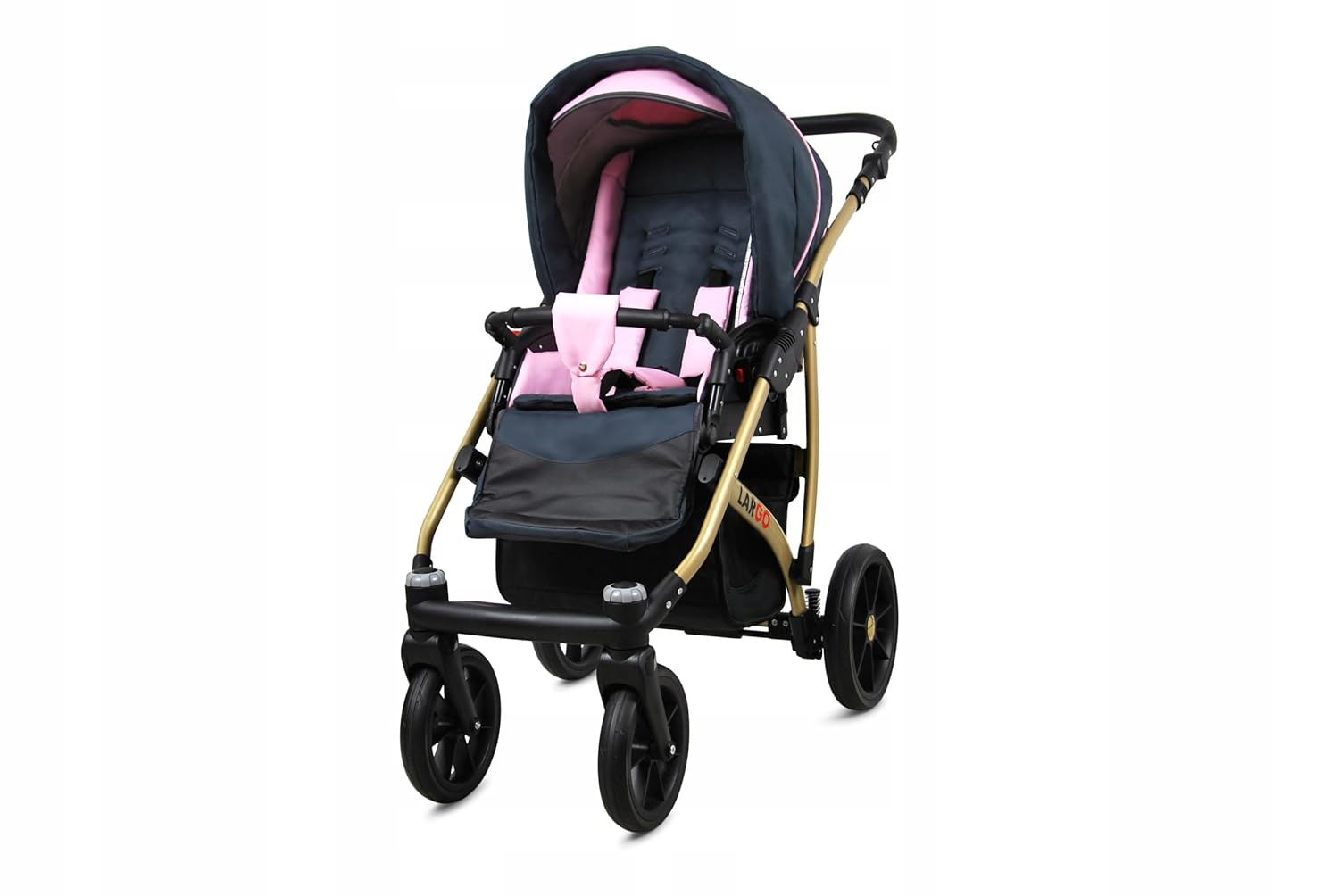 BabyLux Largo 2-in-1 Baby Kinderwagen Tief und Kinderwagen mit Zubehör Verstellbar und faltbar Aluminiumkonstruktion Wasserdicht Nicht abnehmbare Räder Brown Cream White Frame