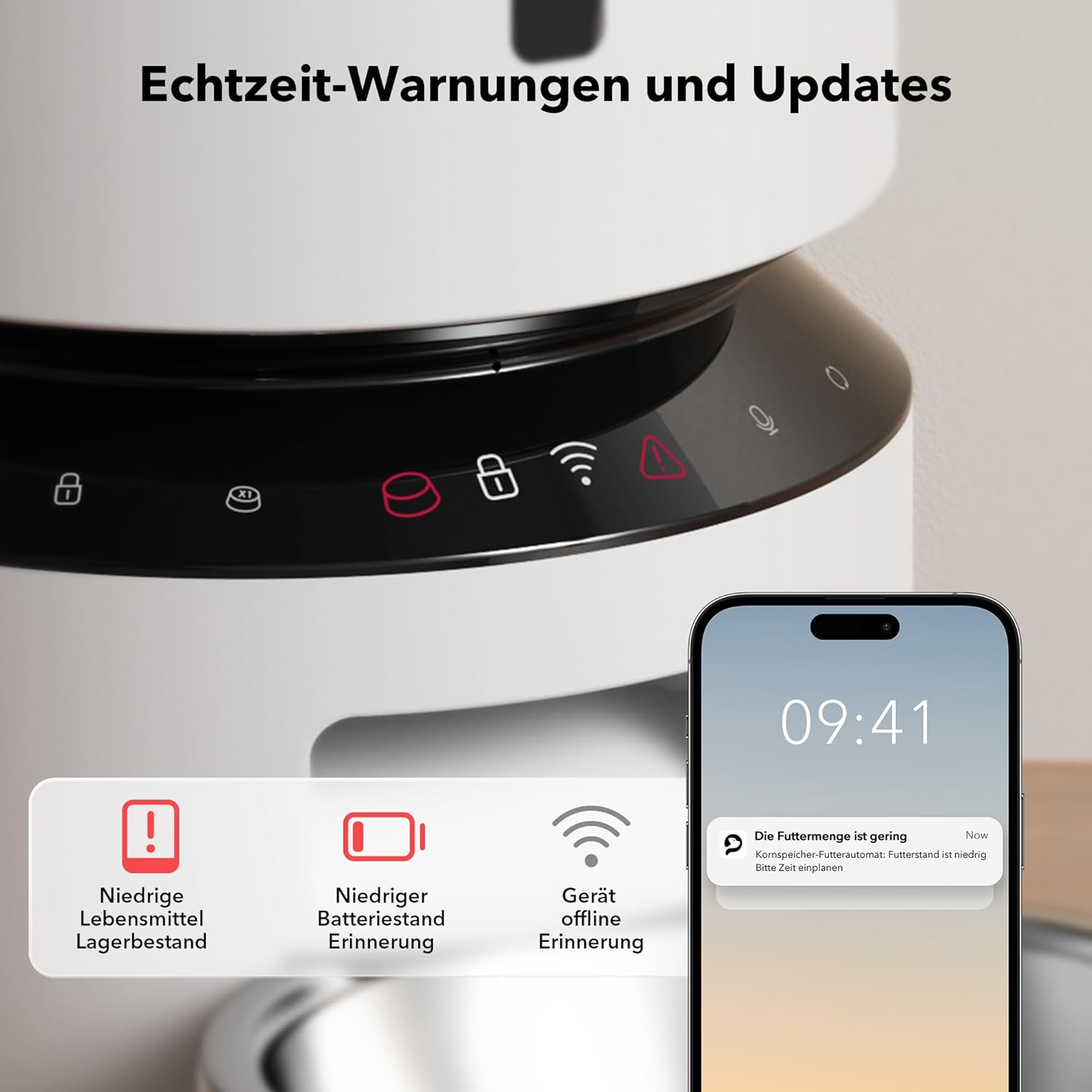 PETLIBRO Mangiatoia Automatica Gatti da 5L, Mangiatoia Intelligente per Gatti con WiFi 5G/2.4G, Dispenser Automatico di Cibo Secco per Gatti o Cani con Controllo Tramite App, 1-10 Pasti al Giorno, Bianco