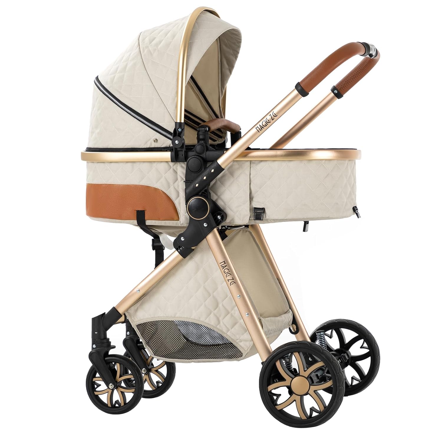 Sianldcone Passeggino 3 in 1, Set Passeggino con Tessuti di Alta Qualità, Sistemi di Viaggio con Spinta Reversibile, Passeggino Combinato a Vista Aperta Set Completo 3 in 1 (V9 Cachi)