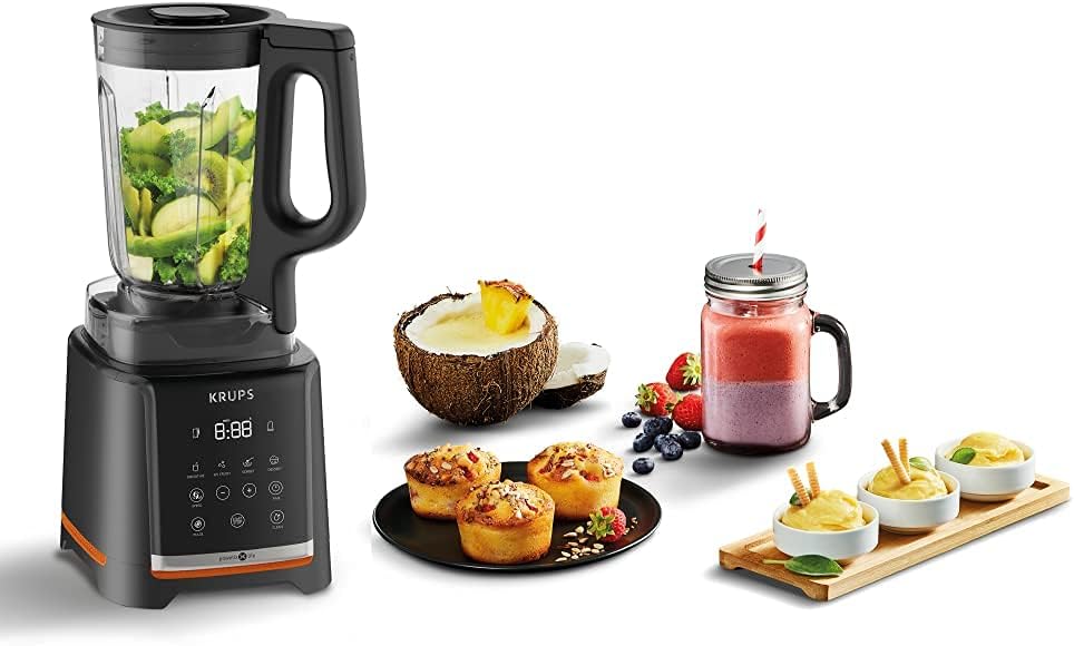 Krups Frullatore ad alta velocità InfinyMix KB9158 | 1600 W | 5 programmi automatici + impostazione manuale | Caraffa Tritan | ricettario incluso | Frullati, frappè, ghiaccio tritato | Nero