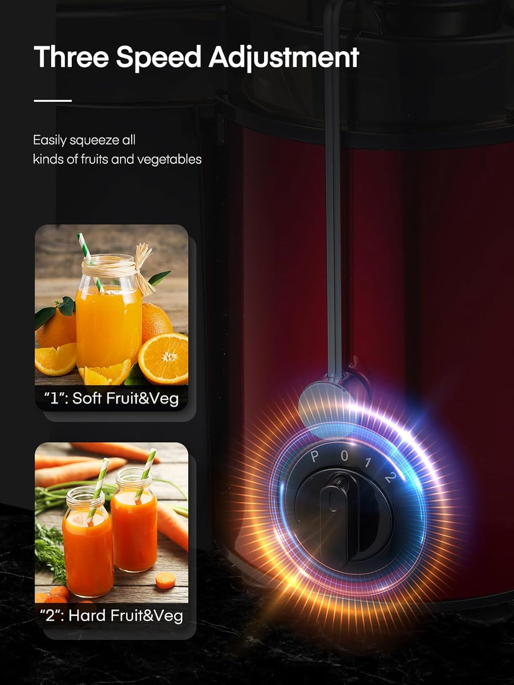 FOHERE Centrifuga per Frutta e Verdura in Acciaio Inox, 400W con Imboccatura Larga da 65 MM e 3 Velocità, Funzione Anti-Goccia e Protezione da Surriscaldamento con Spazzola per la Pulizia, Argento