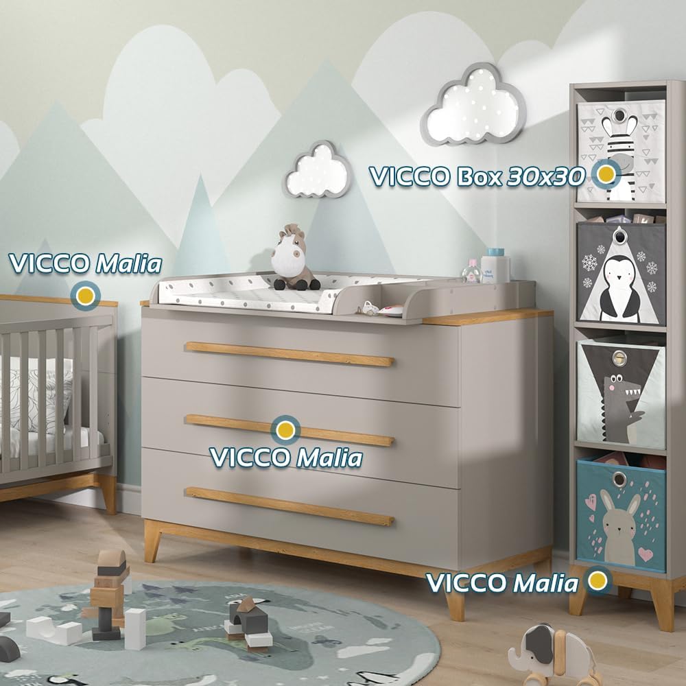 VitaliSpa Fasciatoio Malia, bianco/rovere, 133 x 98 cm XL con 3 cassetti