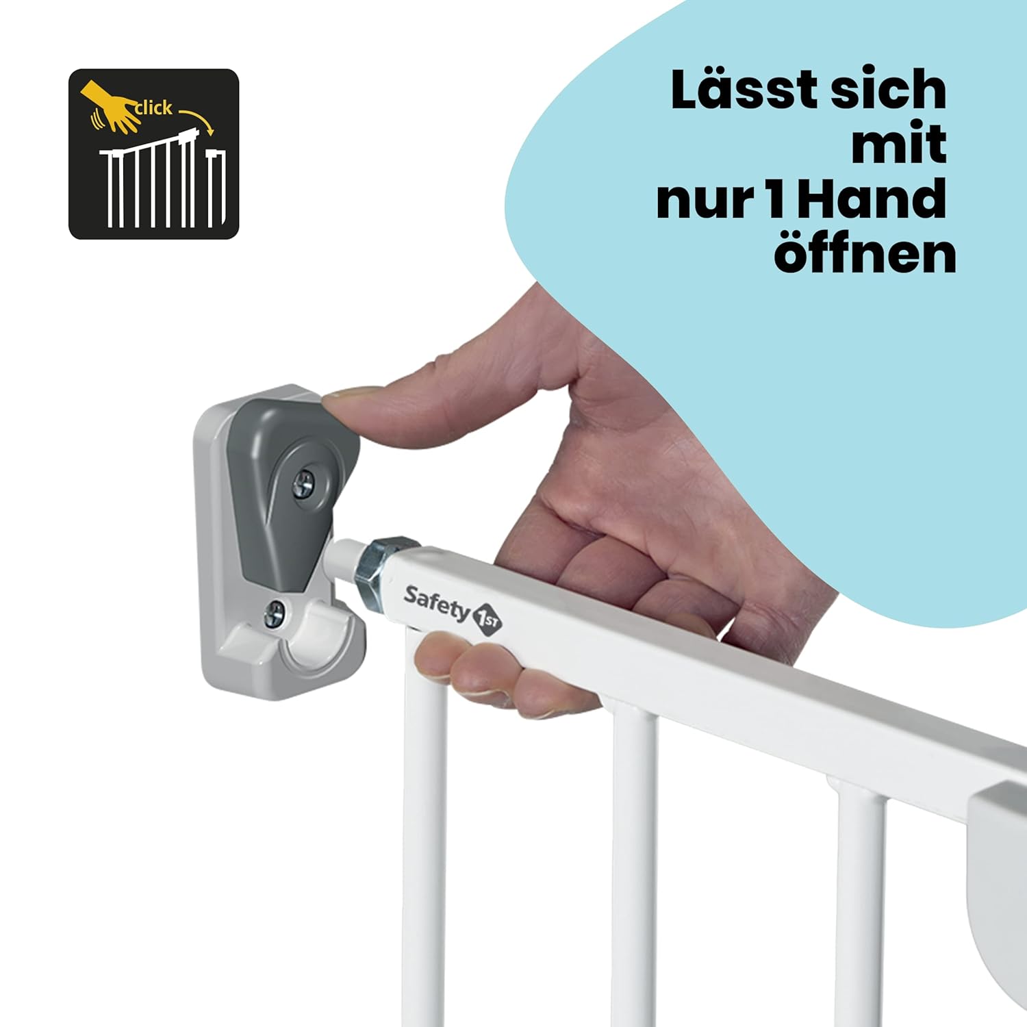 Safety 1st Easy Close Extra Tall, extra hohes (91 cm) Sicherheitsgitter aus Metall, druckfest, ideal für Kinder und Haustiere, mit einer Breite, die sich von 73 auf 80 cm ausdehnen lsst, wei