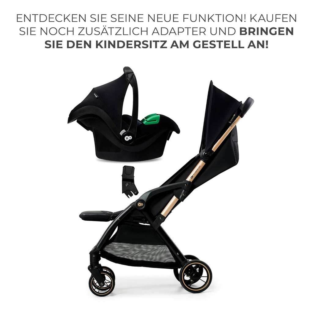 Kinderkraft APINO Buggy bis 22 kg, Liegebuggy, Kinderwagen, Leicht - 7,5kg, Automatisches zusammeklappen, Verstellbare Rückenlehne bis zur Liegeposition, ideal für Reisen, Beige