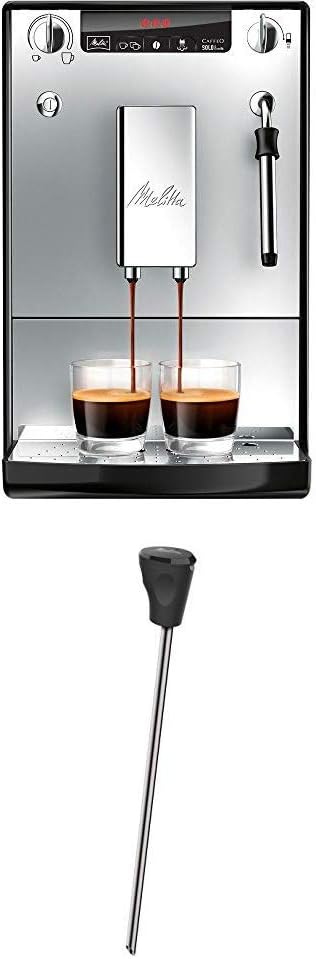 Melitta Solo & Milk - Macchina da caffè completamente automatica compatta con montalatte, con serbatoio dell'acqua rimovibile, per es. caffè o cappuccino, argento