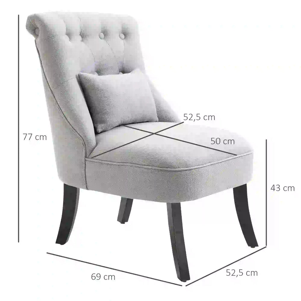 HOMCOM Poltrona imbottita stile vintage con cuscino schienale effetto lino Grigio