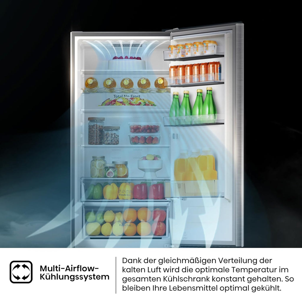 Hisense RB327N4ADD Frigorifero Combinato, Classe Energetica D, Total NoFrost, Porta Reversibile, Griglia Portabottiglie, Vano Frigo 171 Litri, Vano Congelatore 85 Litri, Look Acciaio Inox