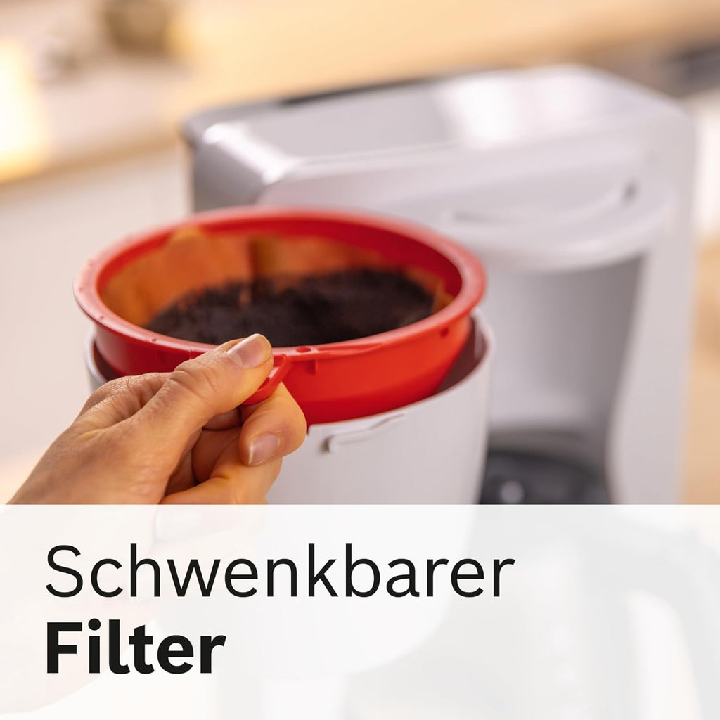 Bosch Filterkaffeemaschine MyMoment TKA3M134, Thermokanne 1 L, für 8-12 Tassen, Tropfstopp, schwenkbarer Filtertrger, Entkalkungsprogramm, abnehmbarer Wassertank, 1200 Watt, Schwarz matt