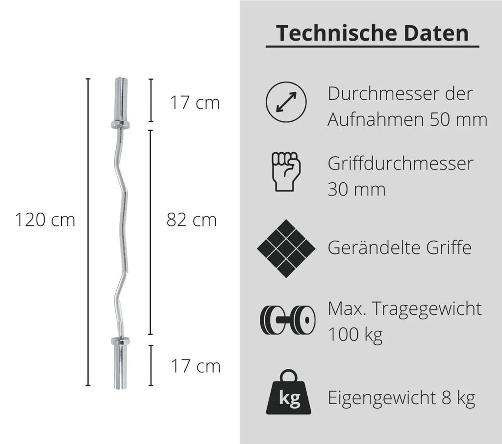 FUEL Fitness Olympia SZ Curlbar 120cm inclusi i collari a sgancio rapido