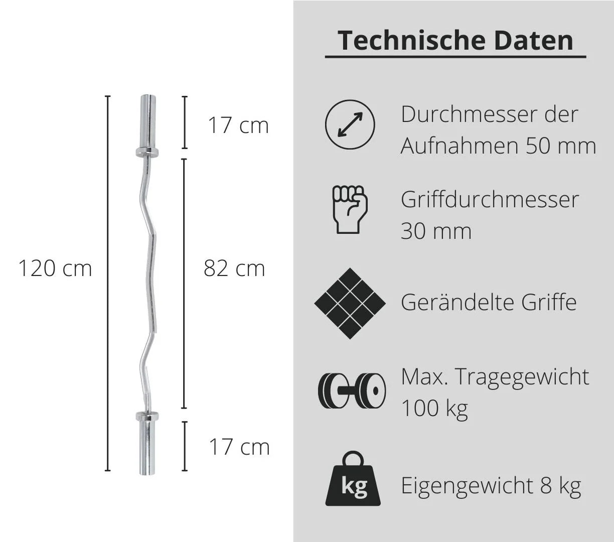 FUEL Fitness Olympia SZ Curlbar 120cm inclusi i collari a sgancio rapido
