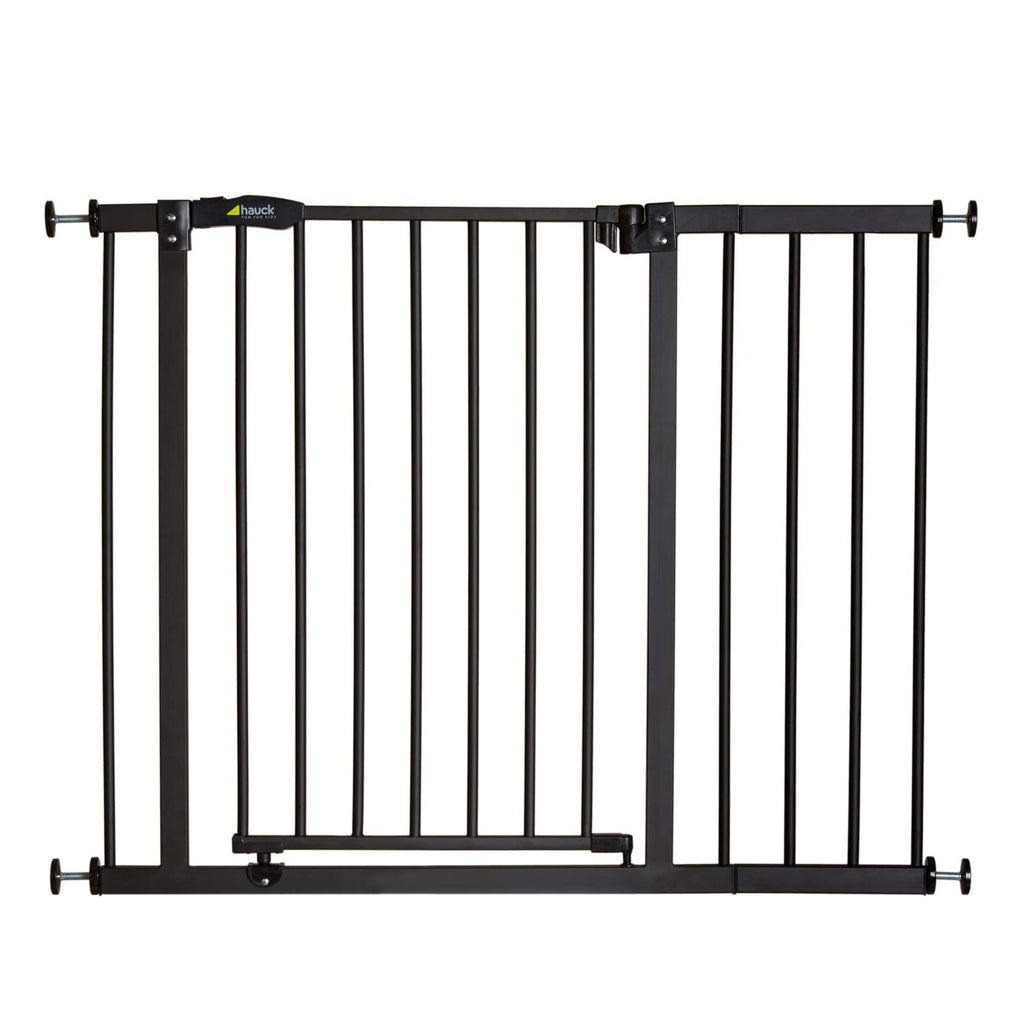 Hauck Treppenschutzgitter / Türschutzgitter Close N Stop incl. 21 cm Verlngerung, für Breiten 96 - 101 cm, ohne Bohren, Einhndiges ffnen, Beidseitig Schwenkbar, Metall, Schwarz