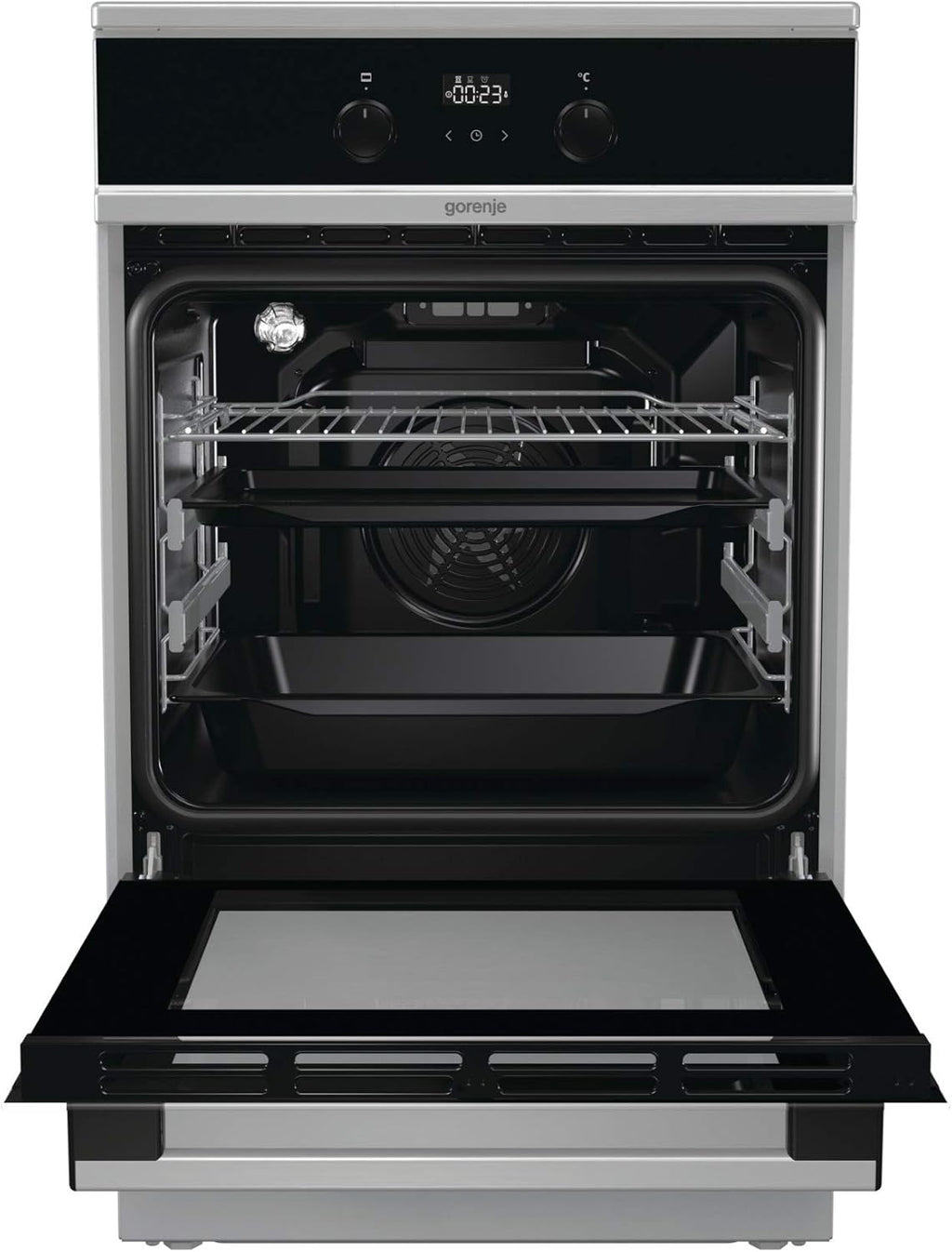 Gorenje GEIT5C61SPG Cucina indipendente con piano cottura a induzione, 50 cm, 70 litri, argento, PerfectGrill, AirFry, FrozenBake, Pizza Mode 300°C, AquaClean, Made in Europe, inox