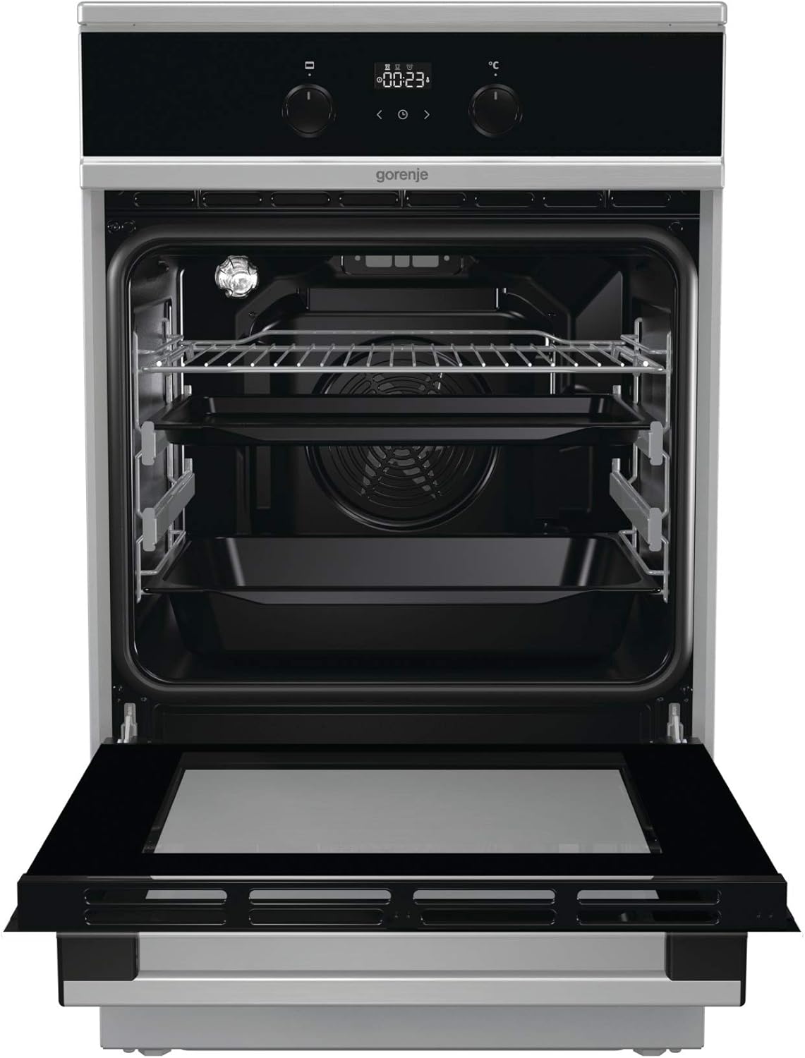 Gorenje GEIT5C61SPG Cucina indipendente con piano cottura a induzione, 50 cm, 70 litri, argento, PerfectGrill, AirFry, FrozenBake, Pizza Mode 300°C, AquaClean, Made in Europe, inox