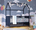 Bellabino Nika Lettino a capanna 70 x 140 cm, letto con sbarre e lettino a capanna per bambini e neonati in pino massiccio bianco, regolabile in altezza su 3 posizioni, incl. rete a doghe