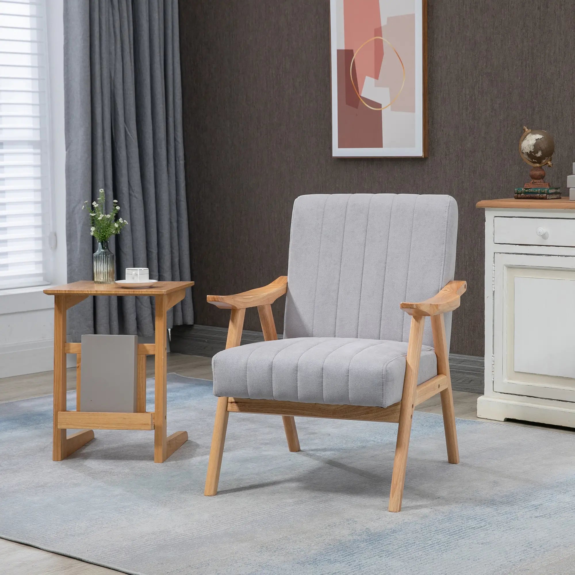 HOMCOM Sedia Imbottita Design Scandi extra confortevole Velluto Grigio Chiaro