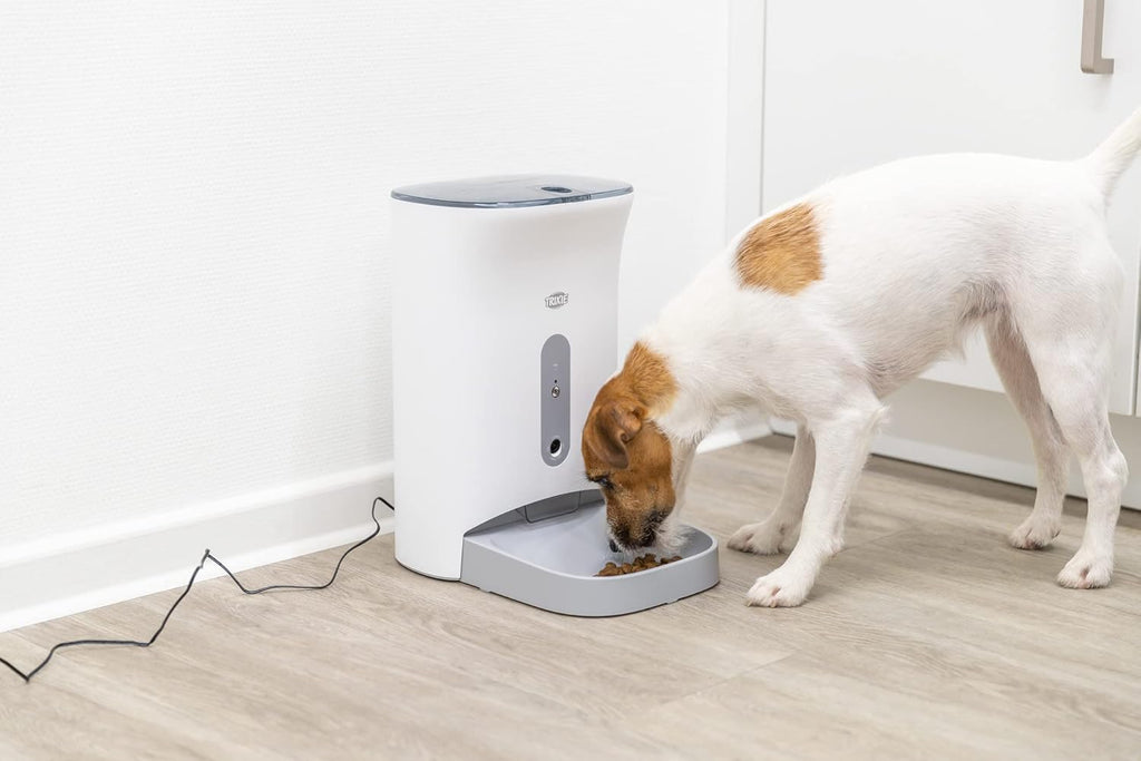 TRIXIE praktischer Futterautomat TX8 SMART 2.0, 4,5 l/24 × 38 × 19 cm, weiß/grau - 24344