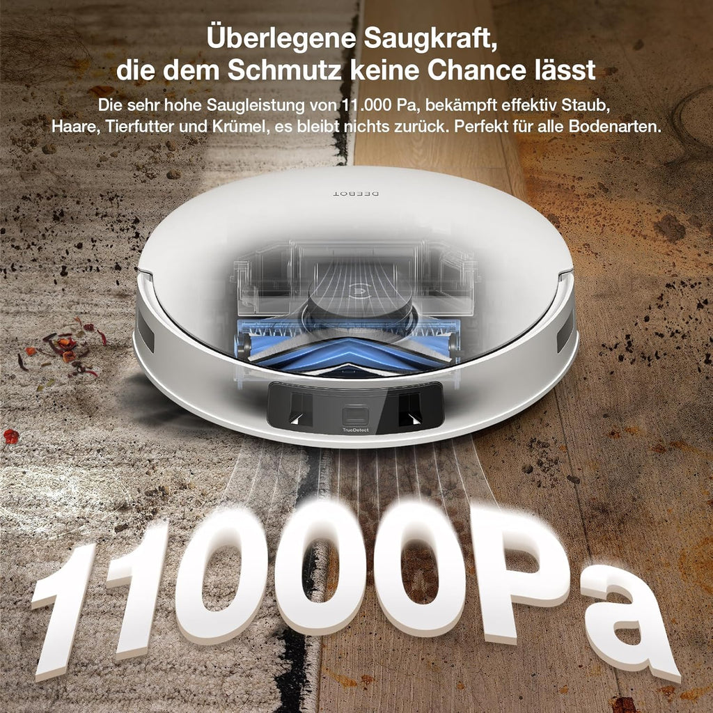 ECOVACS DEEBOT T30S Combo Robot aspirapolvere con funzione di lavaggio e aspirapolvere portatile a batteria, stazione di pulizia tutto in uno, 11000Pa, tecnologia ZeroTangle, pulizia dei bordi TruEdge, lavaggio del mop con acqua calda
